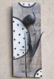 Wall Sculpture. Metal Flower, Unusual Lace Tulip On Wood Base, Polka Decore, 5Th 6Th Anniversary, By The Steel Style Things - thumbnail 1