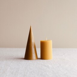 Pillar Cone Beeswax Candle - Natural Honey Scent Autumn Winter Christmas Home Decor Minimalistic Design- Hygge Something - thumbnail 2
