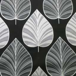 Curtain Panel Black White Grey Large Leaves Botanical Modern Decor Cafe Curtain Kitchen Valance , Runner Napkins Available, Great Gift - thumbnail 2