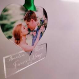 Personalised Couples Heart Bauble - Forever & Always Ornament Photo Keepsake Gift Anniversary Decoration First Christmas Together - thumbnail 4