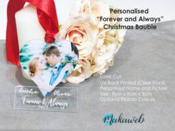 Personalised Couples Heart Bauble - Forever & Always Ornament Photo Keepsake Gift Anniversary Decoration First Christmas Together - thumbnail 1