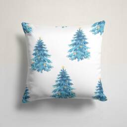 Christmas Gift Cushion Cover/Festival Pillow Covers/Noel Snowflake Blue White Decorative Case/Pine Tree Cover - thumbnail 4