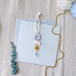 Marbled Sky Mini Sun Catcher Hanging - Polymer Clay, Car Hanging, Moonshine, Rainbow Glass, Crystal, Astronomy, Moon, Ethereal, Wall Art - thumbnail 3