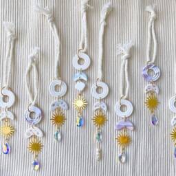 Marbled Sky Mini Sun Catcher Hanging - Polymer Clay, Car Hanging, Moonshine, Rainbow Glass, Crystal, Astronomy, Moon, Ethereal, Wall Art - thumbnail 4