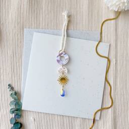 Marbled Sky Mini Sun Catcher Hanging - Polymer Clay, Car Hanging, Moonshine, Rainbow Glass, Crystal, Astronomy, Moon, Ethereal, Wall Art - thumbnail 2