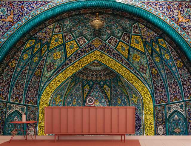 Persian Mosaic Art Mural, Islamic Wall Decal, Peel & Stick Wallpaper - image 1