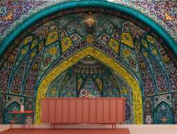 Persian Mosaic Art Mural, Islamic Wall Decal, Peel & Stick Wallpaper - thumbnail 1