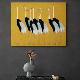 Japanese Red Crown Cranes Art - Ogata Korin Fine Canvas Or Print - thumbnail 2