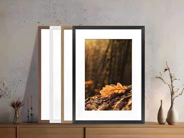Handmade Thin 20mm Photo Frame With White Mount - 11 Colours A2 A3 A4 A5 Modern Wall D??cor Sleek Home Office Display - image 1