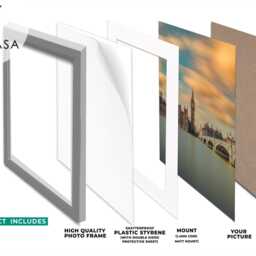 Handmade Thin 20mm Photo Frame With White Mount - 11 Colours A2 A3 A4 A5 Modern Wall D??cor Sleek Home Office Display - thumbnail 3