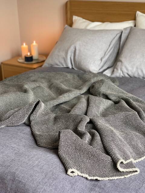 Waffle Linen Blanket Washed Bedspread With Fringes - image 1