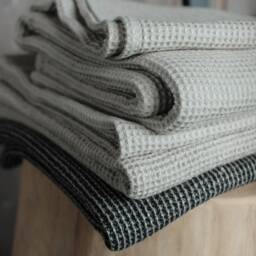 Waffle Linen Blanket Washed Bedspread With Fringes - thumbnail 4