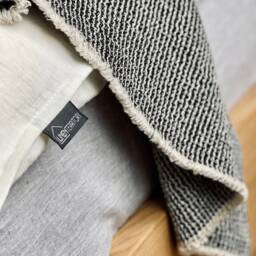 Waffle Linen Blanket Washed Bedspread With Fringes - thumbnail 3