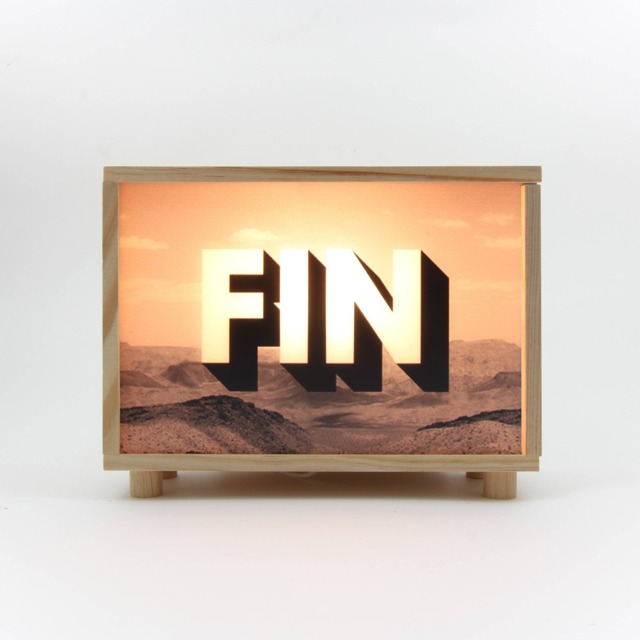 Fin Collage in Pinewood Light Box, Beautiful Warm Wooden Lamp, Cinema Led Vintage Screen, The End Lampshade. #fin - image 1