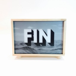 Fin Collage in Pinewood Light Box, Beautiful Warm Wooden Lamp, Cinema Led Vintage Screen, The End Lampshade. #fin - thumbnail 2