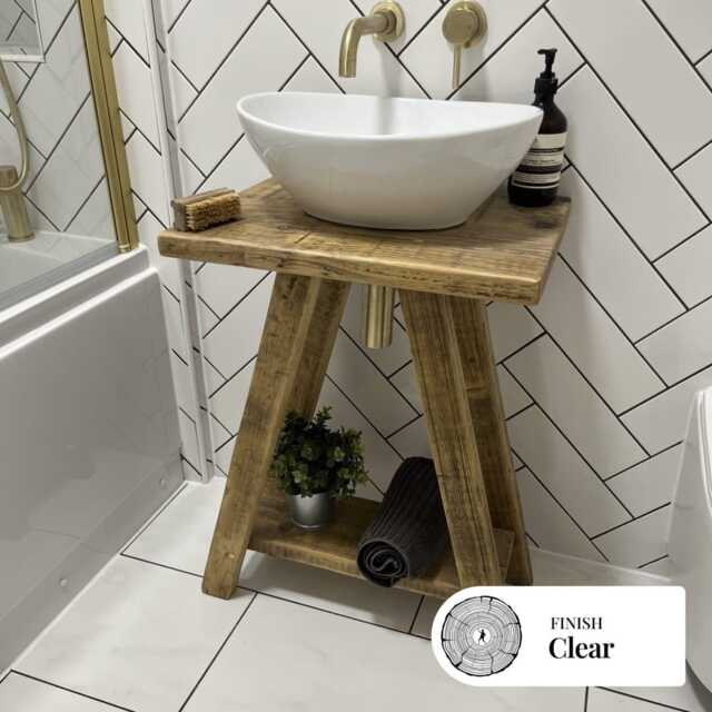 Rustic Vanity Unit Made From Reclaimed Wood - Handmade Vintage Bathroom Stand- Northlands - image 1