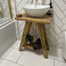Rustic Vanity Unit Made From Reclaimed Wood - Handmade Vintage Bathroom Stand- Northlands - thumbnail 3