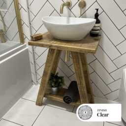 Rustic Vanity Unit Made From Reclaimed Wood - Handmade Vintage Bathroom Stand- Northlands