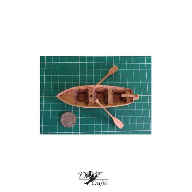 Tiny Wooden Rowing Boat Birthday Father's Day Gift Oak Carved Handmade Free P&p - image 1