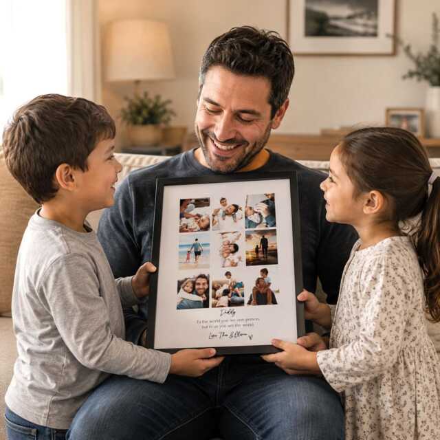 Personalised Daddy Photo Collage Frame, Custom Dad Picture Gift From Kids, Father's Day Or Birthday Print - image 1