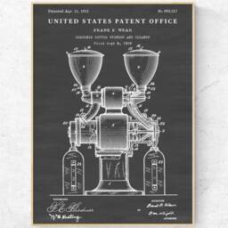 Coffee Grinder 1911 Patent Print. Inventions Blueprint Poster. Lover Gift. Cafe Bistro Wall Art. Kitchen Decor - thumbnail 2