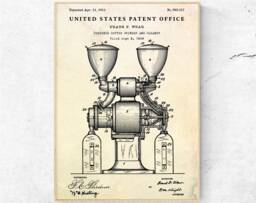 Coffee Grinder 1911 Patent Print. Inventions Blueprint Poster. Lover Gift. Cafe Bistro Wall Art. Kitchen Decor - thumbnail 1