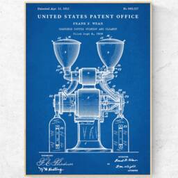 Coffee Grinder 1911 Patent Print. Inventions Blueprint Poster. Lover Gift. Cafe Bistro Wall Art. Kitchen Decor - thumbnail 3