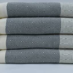 "Gray Throw, Bed Cover, Bed Rug, Peshtemal Cover, Throw Towel, Beach Blanket, Turkish Towel, 79""x95" - thumbnail 2