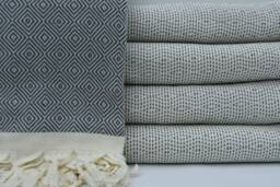"Gray Throw, Bed Cover, Bed Rug, Peshtemal Cover, Throw Towel, Beach Blanket, Turkish Towel, 79""x95" - thumbnail 1