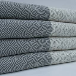 "Gray Throw, Bed Cover, Bed Rug, Peshtemal Cover, Throw Towel, Beach Blanket, Turkish Towel, 79""x95" - thumbnail 3