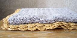 Crochet Baby Blanket, Contemporary Grey With Yellow Contrast Edging, Crib Afghan, Christening Heirloom - thumbnail 3
