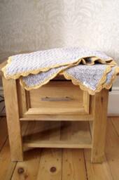 Crochet Baby Blanket, Contemporary Grey With Yellow Contrast Edging, Crib Afghan, Christening Heirloom - thumbnail 2