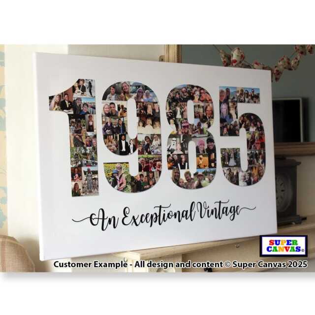 1984 1985 Year Picture Photo Collage Board Framed Canvas Print Son Daughter Mum Dad Wife Husband 40Th Birthday Wedding Anniversary Gift - image 1