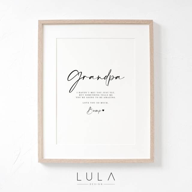 Grandpa Love From Bump A4 A5 Print, Pregnancy Announcement, Reveal, To Grandpa Gift, Grandpa, New Grandparent Announcement - image 1