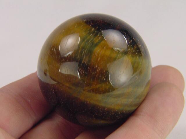 African Golden Tiger Eye Lapidary 45mm Diameter Sphere With Stand 4870K