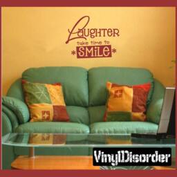 Laughter Take Time To Smile - Vinyl Wall Decal Quotes Sticker I014Et - thumbnail 1