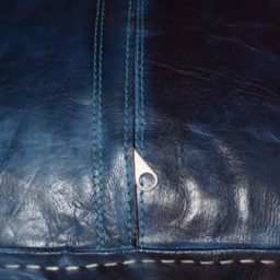 Leather Ottoman Pouf, Square Dark Blue Jeans Pouf, Handmade Footstool, Berber Floor Cushion - thumbnail 4