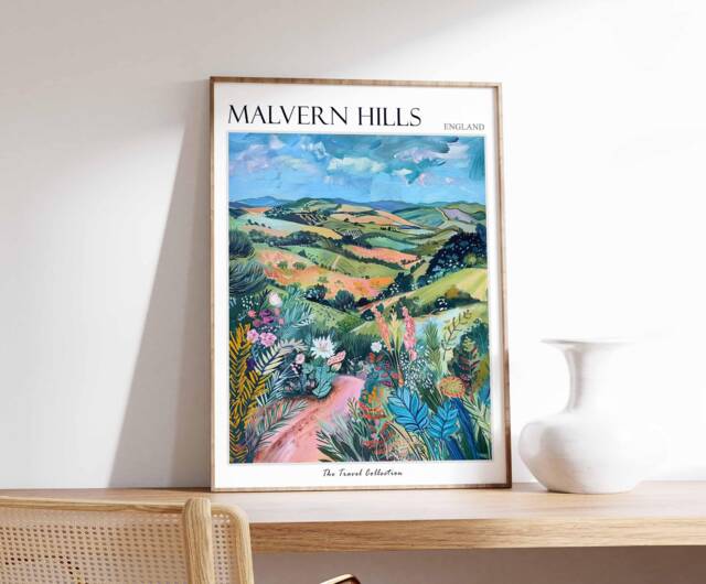 Malvern Hills Travel Poster English Countryside Art Print - image 1