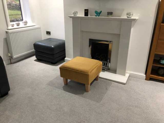Handmade Plush Velvet Footstool - Modern Wooden Leg Ottoman - 52x52x37cm - image 1