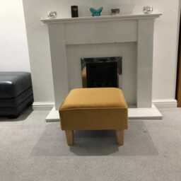 Handmade Plush Velvet Footstool - Modern Wooden Leg Ottoman - 52x52x37cm - thumbnail 3