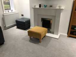 Handmade Plush Velvet Footstool - Modern Wooden Leg Ottoman - 52x52x37cm - thumbnail 1