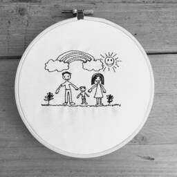 Personalised Embroidery Hoop Made From Children's Drawings. Gift For Parents Or Grandparents. Custom Order - thumbnail 3