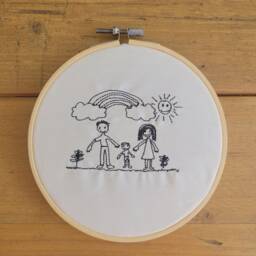 Personalised Embroidery Hoop Made From Children's Drawings. Gift For Parents Or Grandparents. Custom Order - thumbnail 2