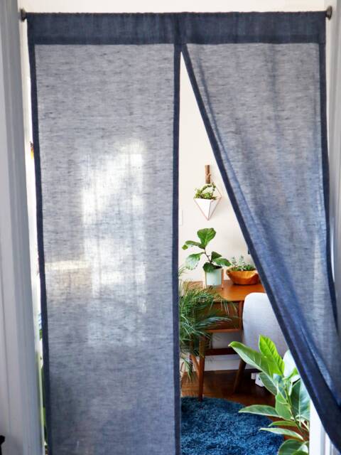 Blue Linen Noren Curtain Japanese Room Divider - image 1