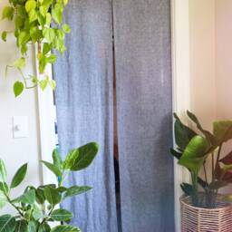 Blue Linen Noren Curtain Japanese Room Divider - thumbnail 2