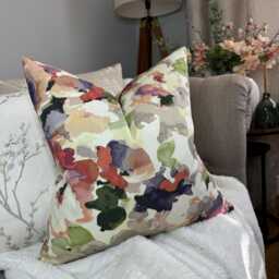 Decorative Cushion Cover, Multicoloured Floral Pillow Cover, Watercolour Floral Throw Designer Fabric