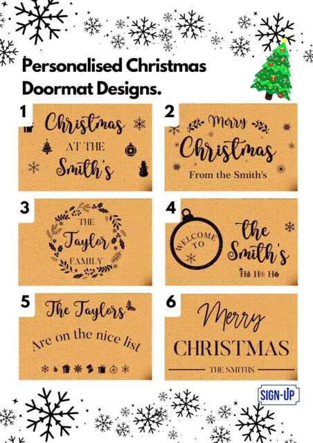 Personalised Xmas Doormat - Coir Custom Welcome Door Mat Housewarming Gift Home - image 1