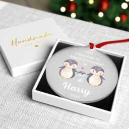 First Christmas As Grandparents Bauble Ornament - Nanny Grandad Grandma Personalised Family Xmas Decoration With Red Bag - thumbnail 2