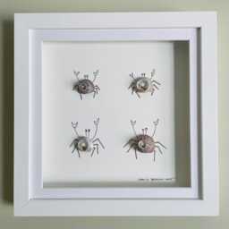 Cornish Sea Glass Crab Wall Art Ocean Theme Decor Nursery Framed Picture Handmade in Cornwall - thumbnail 3