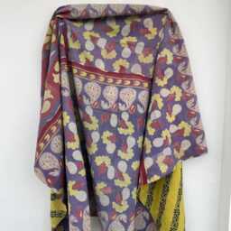 Handmade Block Print Patchwork Reversible Cotton Kantha Quilt Lightweight Blanket - thumbnail 3
